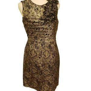 Taylor - Women Black Gold Sleeveless Knee Length Sheath Dress